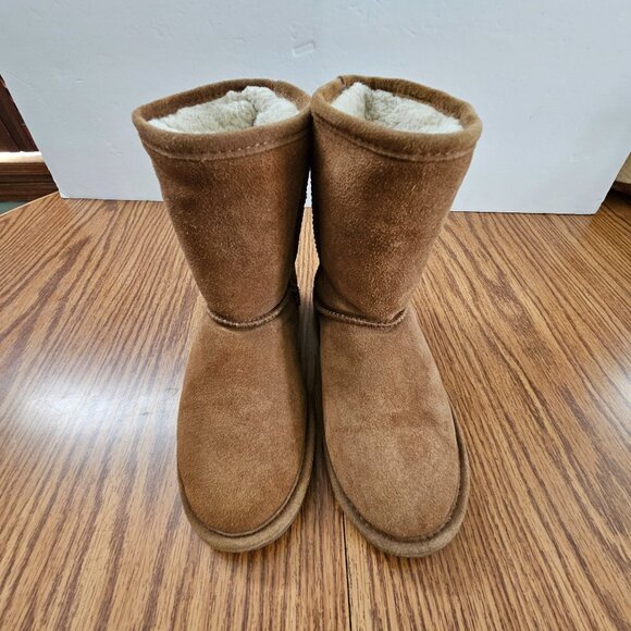 Bearpaw Eva Youth Winter Snow Boots Girls 3 Brown Suede Pull On Round Toe Sherpa - Picture 1 of 11